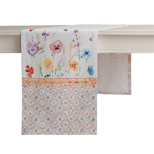 Maison d' Hermine Camino de mesa 100 % algodón, decorativo, lavable, para el hogar, cocina, comedor, cóctel, camping, susurro de verano, primavera/verano (37 x 180 cm)