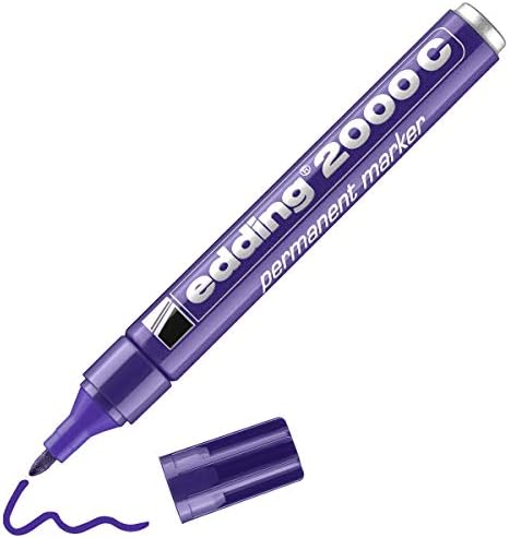 edding 2000 C permanent marker - violet (purple) - 1 pen - round nib 1.5-3 mm - quick-drying permanent markers - waterproof, smudge-proof - for cardboard, plastic, wood, metal, fabric - marker pen