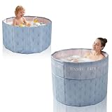 Faltbare Badewanne, Badewanne für Dusche, Mobile Sitzbadewanne für Dusche, Eisbaden Tonne 31.5 * 25.6 in/80 * 66 cm mit nach innen klappbarem Rand für Kinder & Erwachsene (Lila)