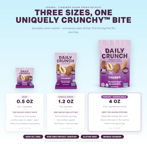 Image of Daily Crunch Sprouted Almonds, Mini Variety Pack, 24 Pack 0.5 oz Bags
