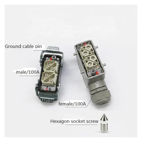 Conector resistente de gran corriente 100A y 6 pines para aviación industrial impermeable 4