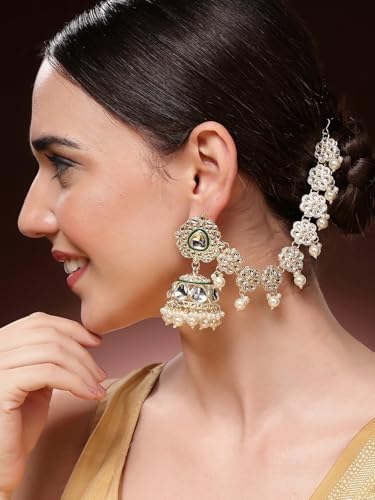 Image of Shining Diva Fashion Stylish Pearl Chain Traditional Jhumki Set Earrings for Women