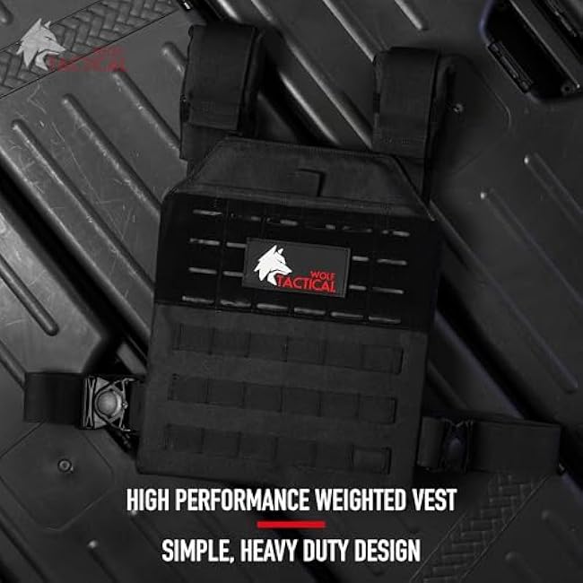 WOLF TACTICAL Simple Weighted Vest Men Womens Weighted Vest for Walking Running Training Rucking Adjustable Weight Vest