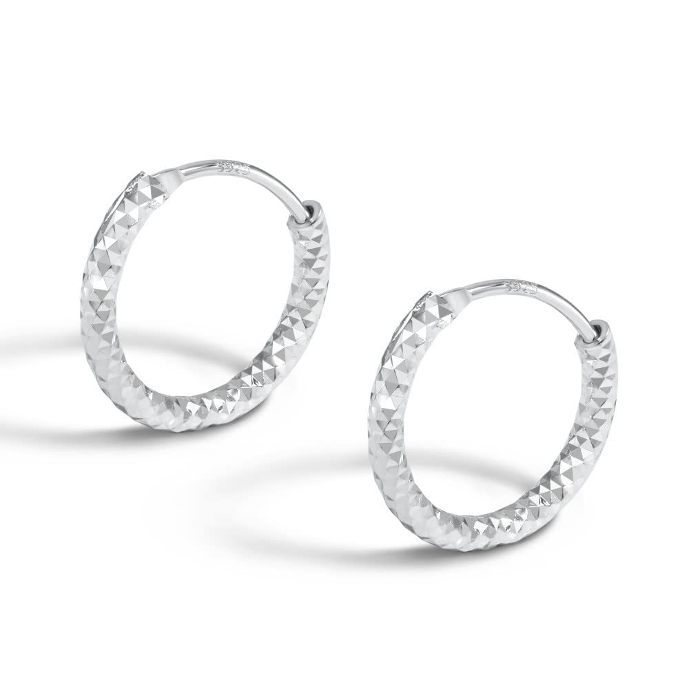 MISS JO 92.5 Sterling Silver Diamond Cut Hoops Earrings for women, Classics Collection, Gift for Girls, BIS Hallmarked (B0C6GZCHP8) Amazon Price History, Amazon Price Tracker