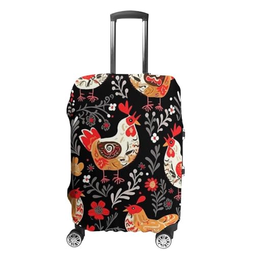 Cute Rooster Chickens Luggage Cover Travel Suitcase Covers for Luggage Elastic Carry on Luggage Covers for Suitcase Tsa Approved Washable Luggage Sleeve Protector Fits 18-32 Inch L