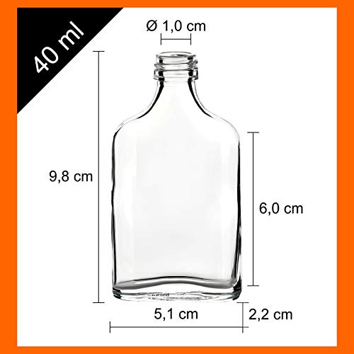 Miniatura 5 de Gouveo Juego De 48 Botellas De Vidrio De 40 Ml, Petaca Con Tapón De Rosca Dorada, Mini Botella De 0,04 L Para Llenar, Botellas De Vidrio Para Licor, Whisky O Como Regalo Ff040g