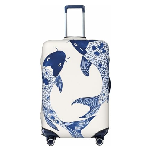 Watercolor Of Two Fish Swimming Minimalist Elastic Travel Luggage Covers Dustproof Scratch-Resistant Suitcase Protector Fit 22-24 Inch