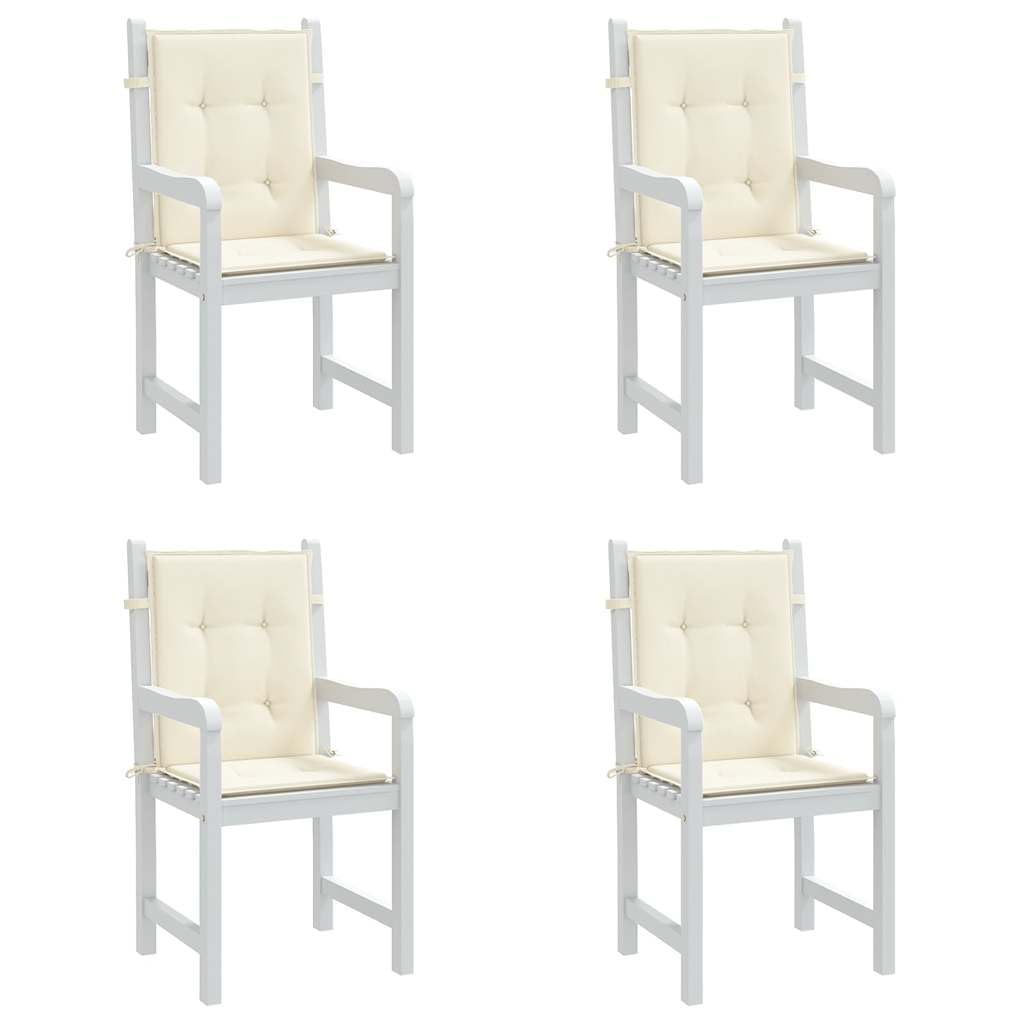 Poduszki na krzesła ogrodowe z niskim oparciem, zestaw 4 szt., kremowe, 100 x 50 x 2 cm, wodoodporna tkanina Oxford z włóknami piankowymi, do ogrodu, na balkon, taras, do salonu, jadalni, na