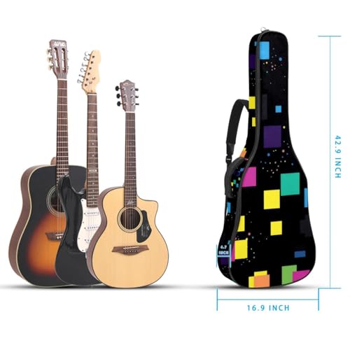 Housse de guitare acoustique multicolore avec protection antichoc géométrique
