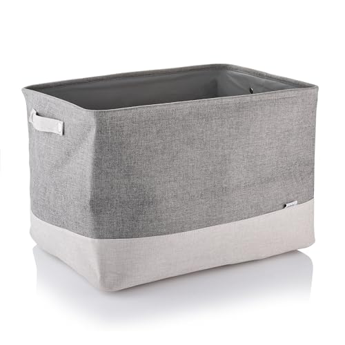 Image of Minky Large Fabric Basket, 73L Hamper Basket for Multi Storage, Grey Washing Basket With Sturdy Handles, Collapsible Design,Storage Basket for Home Accessories (Large)