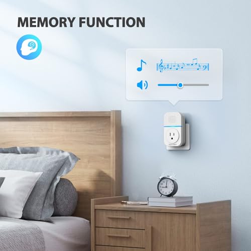 TECKNET Wireless Doorbell, Self-Powered Doorbell, 0-110db Plug-through Wireless Doorbell Ringer for Homes Classroom, IP66 Waterproof 1300ft Door Chime with Extra Socket, 60 Chimes, LED Light (White) by TECKNET - Image 7