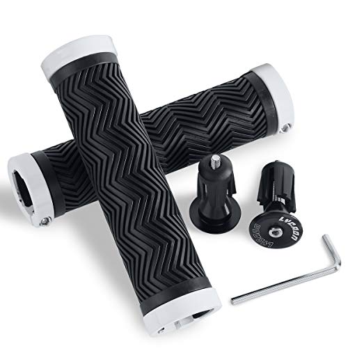 LYCAON Ergonomic Fahrradgriffe mit 2 Dehnbaren Aluminium-Endkappen,...