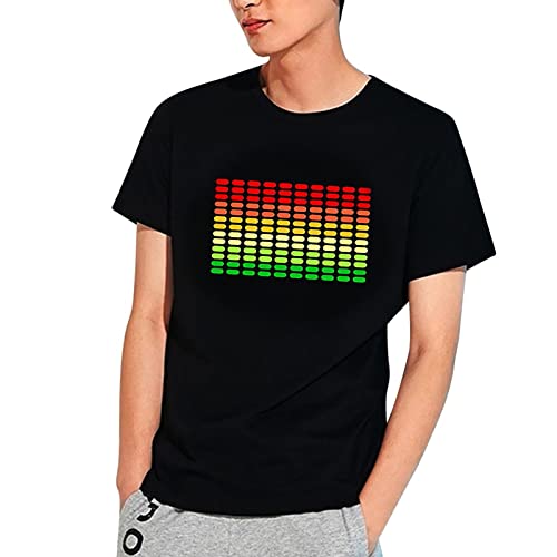 Duohropke T-shirt LED pour fête, hiphop, cosplay, concert, cadeau d'anniversaire, costume de Noël, d'égaliseur activé, t-shirt DJ, t-shirt lumineux,...
