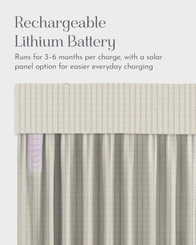 Image of Graywind Motorized Curtains with Track, Room Darkening Smart Curtains, Rechargeable Curtains Compatible with Alexa & Remote Control for Large Windows, Custom Drapes Up to 220 inch, Heritage (Bone)