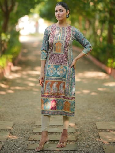 Image of Libas Womens Printed Crepe Straight Kurta for Women