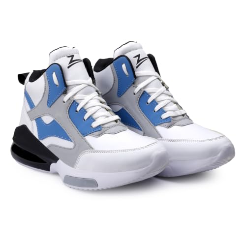 Image of Zixer High Top Sneakers for Men | Stylish Casual Basketball Inspired Shoes for Men | Lace-Up Ankle Length Fashion Sneakers | Lightweight Comfortable Walking Shoes for Men