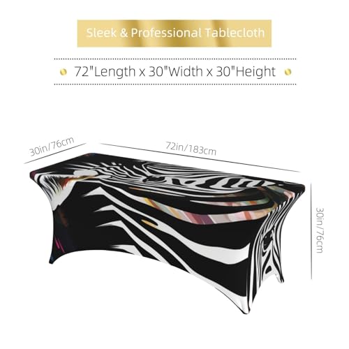 Nappe de table extensible rectangulaire à motif zèbre abstrait en élasthanne pour réception