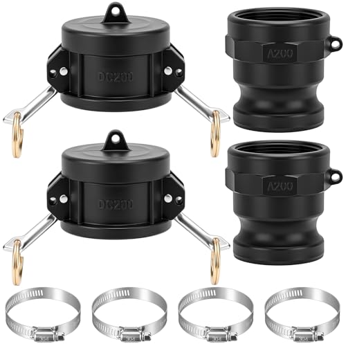 Innconee 2 Set Camlock Fittings Type DC&A 2 Inch Polypropylene Cam and Groove Hose Fitting Kit Include 2