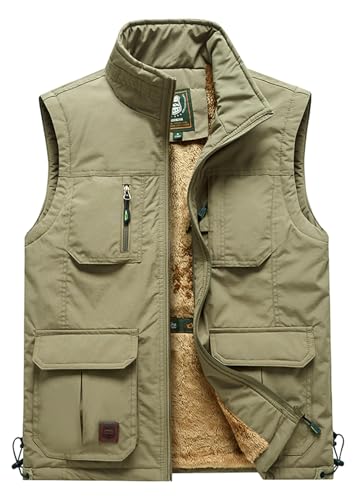 HOW'ON Men's Lightweight Fleece Lined Warm Vest Outdoor Sleeveless Jacket