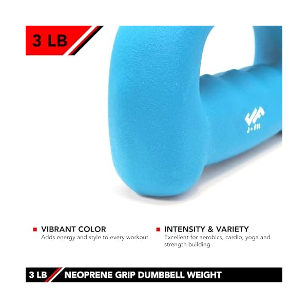 JFIT Neoprene D Grip Dumbbells - Single Weights 1LB-5LB - Premium Non-Slip, Hand Weights, Ergonomic Design - Image 5