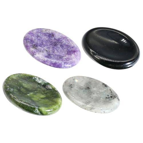 NULYLU Juego de 4 Placas de Masaje para Dedos de Cristal Natural, Diseño Creativo y Fácil de Sujetar, Suaves y Seguras para Relajación Facial y Alivio del Estrés Color Color Aleatorio