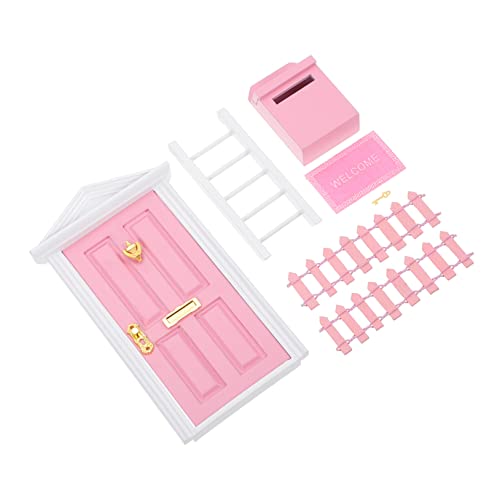 Canight 1 Set Dollhouse Accessories Wood Furniture Mini Fence Micro Toys Mailbox Wood Outside Toys Furniture Toy Doll House Door Ladder Doll House Decor Fence Dollhouse Ornament Pink Wood #TOP5