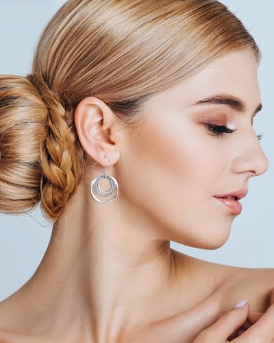 Hypoallergenic Sterling Silver Circle & Dangle Earrings Geometric Boho Style Jewelry for Women-Lightweight & Dangling-Gift for Bohemian Fashionistas4