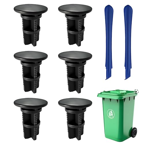 CHENNAN 6 Stück Befestigungen für Mülltonnendeckel Scharnierstifte für Mülltonne 240 Liter Mülleimerdeckel Kunststoff-Scharnierstifte Mit Brechstange,43 x 18 mm,Kompatibel mit Otto/ESE (Schwarz 6pcs)