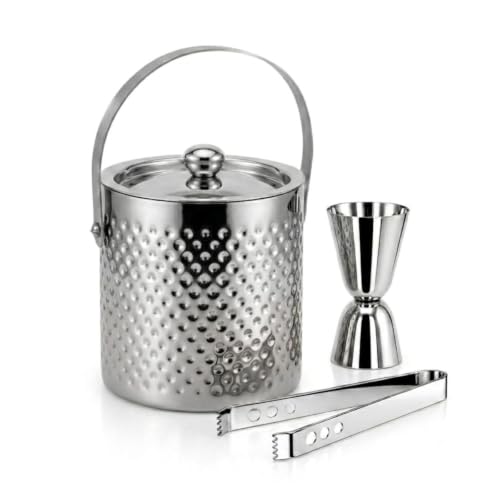 Image of FINALITY Stainless Steel Double Walled Insulated Ice Bucket (SILVER POLISH DIMPLE)