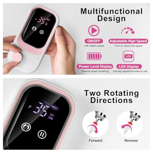 Lima eléctrica profesional para uñas con base recargable miniatura 3