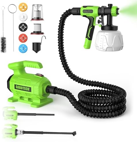 GARDTECH 3-in-1 Farbsprühsystem Laubbläser und Kompakter Staubsauger Set, Lackierpistole Elektrisch Farbsprühgerät mit 5 Düsen & 3 Sprühmuster, Hand-Laubbläser 200 CFM für Terrasse
