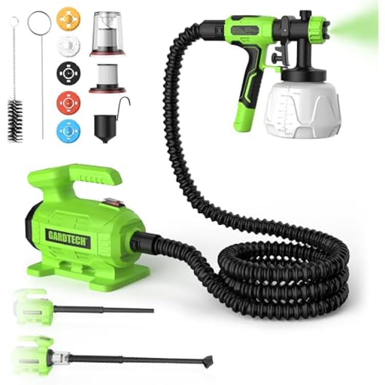 GARDTECH 3-in-1 Electric Paint Sprayer Leaf Blower and Vacuum Cleaner Combo Kit, Spray Paint Gun with 5 Nozzles & 3 Spray Patterns, Handheld Corded Paint Sprayer for Furniture, Fences, Sheds, Walls