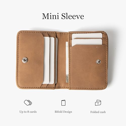 Image of Bellblock Minimal Card Holder for Men /Women | Slim Handcrafted Mens Card Wallet | Upto 8 Cards & Folded Cash | Vegan Leather | Tangerine (Pack of 1)