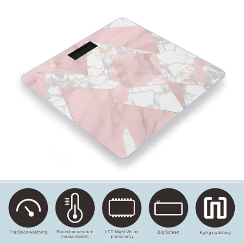 Báscula Digital Rosa y Dorado Mármol para Baño miniatura 3