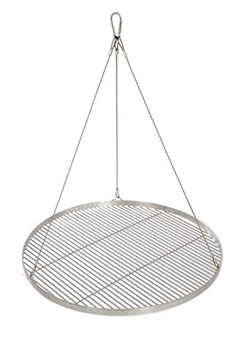 60 cm Grillrost Edelstahl für Schwenkgrill 3 Bein BBQ Grillstab 10 mm Stababstand Rost mit Seil