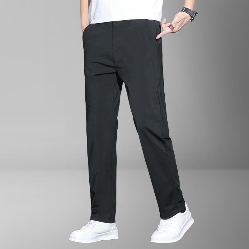 Men's Summer Ice Silk Business Loose Straight Trendy Versatile Drape Casual Pants3