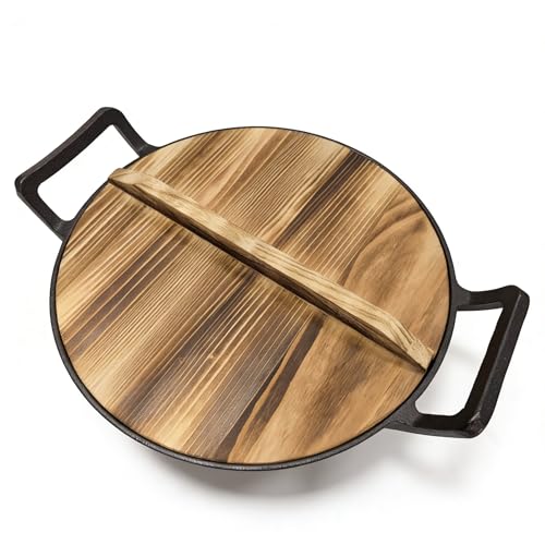 Wok de hierro fundido con tapa 12 pulgadas miniatura 3