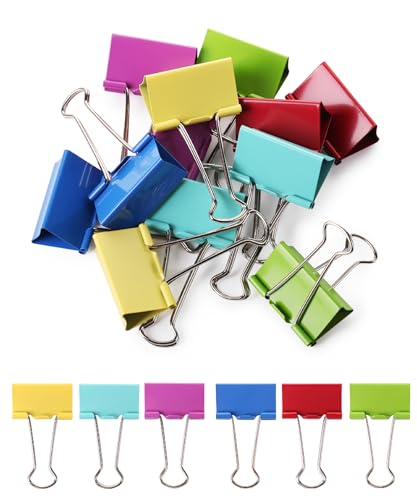Mr. Pen- Metal Binder Clips, 12 pcs, 2 Inches, Extra Large Size, Colored Binder Paper Clips, Paper Clamps for Office Supplies, Home, School, Business, Document Organizing
