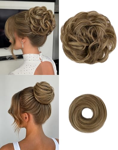 HSLHDI 2PCS Messy Bun Hair Pieces Synthetic Hair Bun Extensions For Women