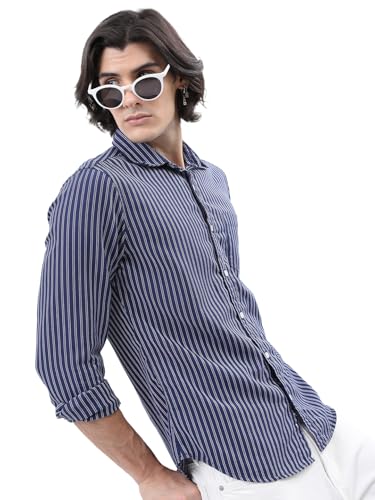 Image of Highlander Men's Slim Fit Striped Shirt | Full Sleeves | Everyday Wear Stylish Shirts for Men