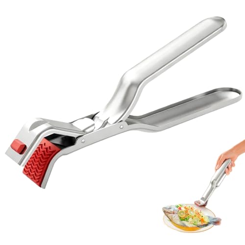YUVKIN Verbrühungsschutz mit Clip, 2024, verbesserte robuste Edelstahl-Küchenzange, hitzebeständig und langlebig, Einhandbedienung, Mehrzweck-Kochwerkzeug für Schüsseln, Teller, Pfannen, Luftfritteuse