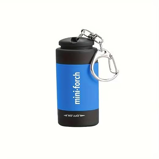 1PCS Mini Flashlight USB Powered Keychain, Ultra Bright Compact Torch with Carabiner, Portable Camping Light for Hiking Travel, Blue