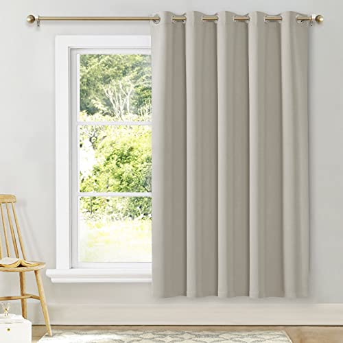 NICETOWN Room Darkening Curtains for Bedroom, Natural Thermal Insulated Drapes 72 inches Long for Office, Loft, Guestroom (1 Panel, 70" Wide per Panel