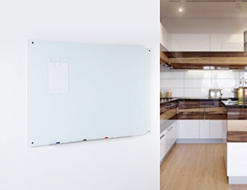Audio-Visual Direct Magnetic Ultra White Glass Dry-Erase Board Set - 5' X 3.4' - Includes Magnets, Hardware & Marker Tray #TOP4