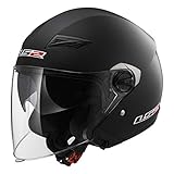LS2 Helmets 569-3015 Track Solid Open Face Motorcycle Helmet with Sunshield (Matte Black, X-Large)