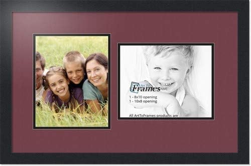 ArtToFrames Collage Photo Frame Double Mat with 2 - 8x10 Openings and Satin Black Frame