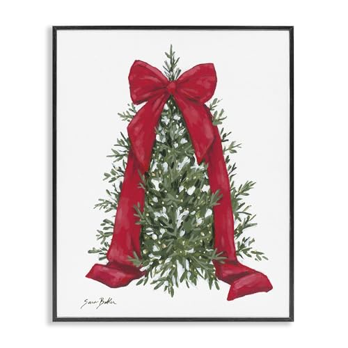 Festive Greenery Ribbon Holiday, 11 x 14 Inch Framed Giclée Print