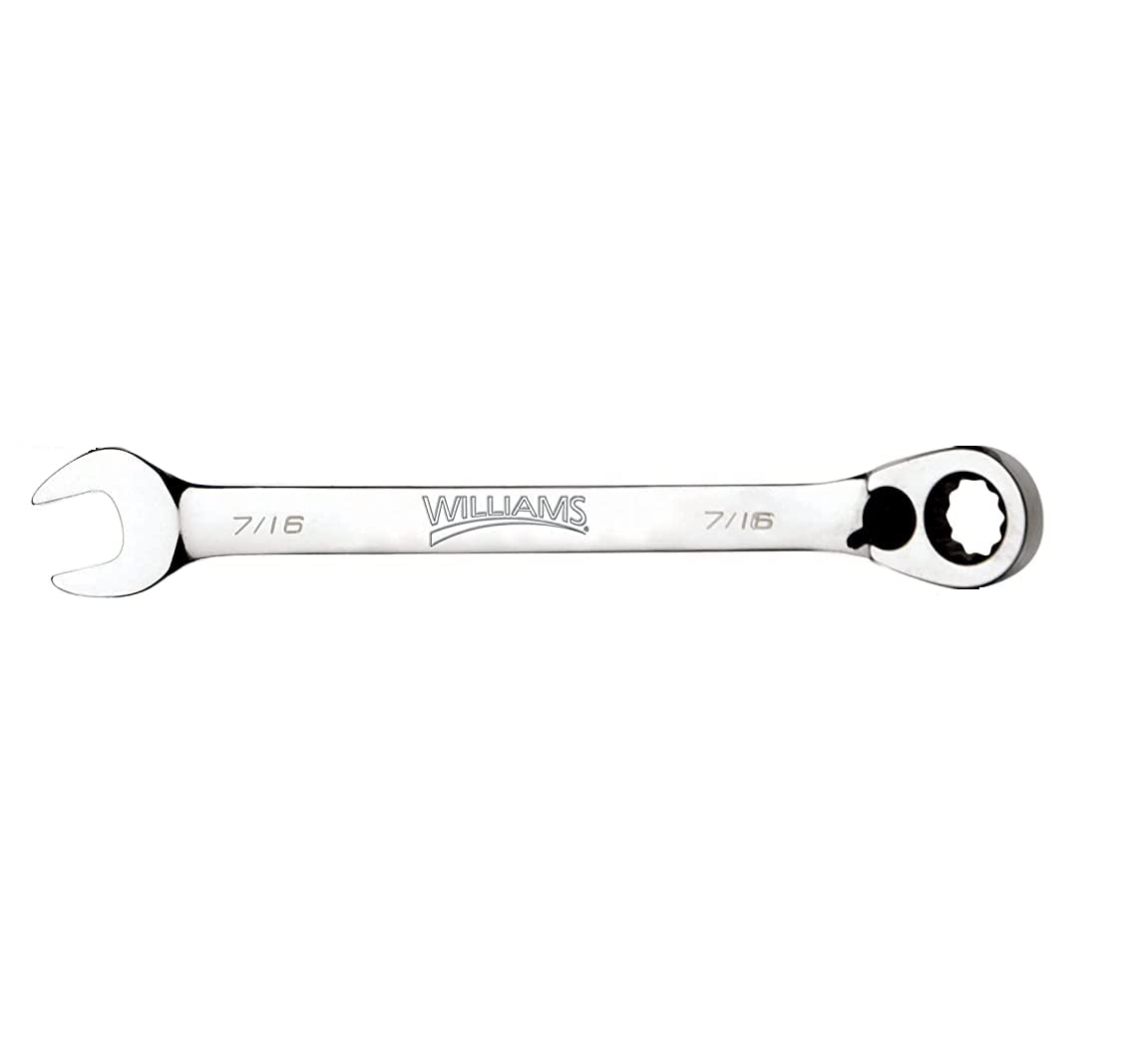 Williams 1214RC Ratcheting Combination Wrench, 12 Point, 7/16-Inch