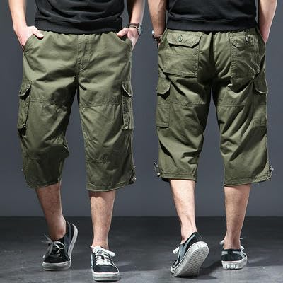 Short cargo homme ample multi-poches coton léger été vêtement de travail