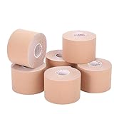 Jabtraxx 6 Rollen Kinesiologie Tape, 5 m x 5 cmTape Kinesio Muskelunterstützungsband E -Book Anwendungsbeispiele Muskelunterstützung Elastisches Umreifungsband Sportband（Hautfarben）